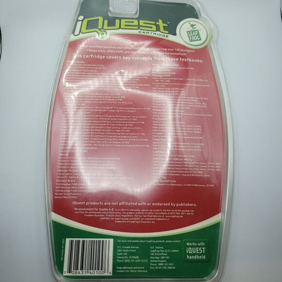 iQuest Math Grades 6 7 8 Cartridge Leap Frog Learning Education Game Vintage - Picture 4 of 9